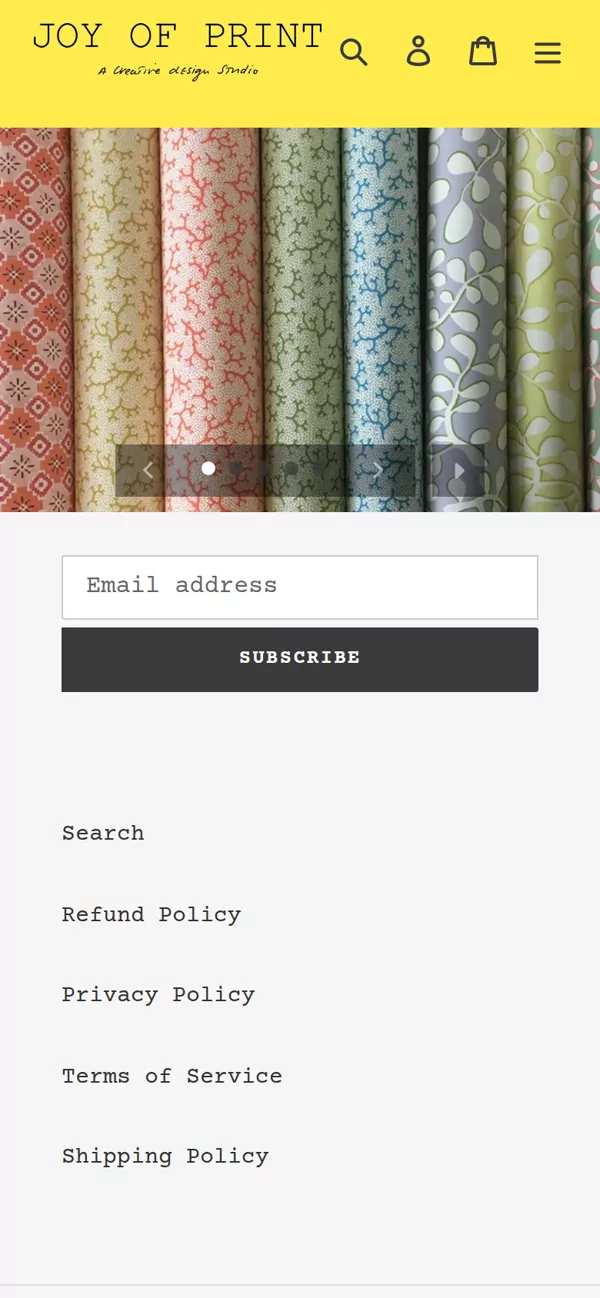 Joy of Print homepage on a phone